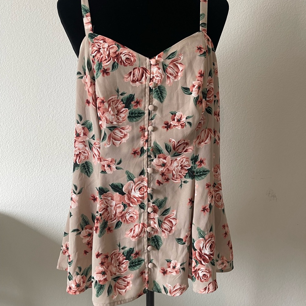 Rose Print Camisole Top